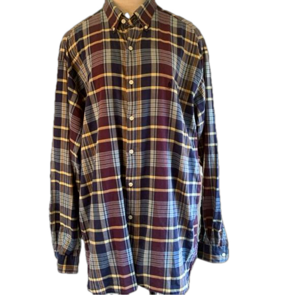 Ralph Lauren sz XL MCMEEL 100% cotton plaid long sleeve button down shirt